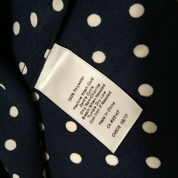 Talbots Ruffle Polka Dot Navy Blue & White Pull Over Oversized Top Size XS #W890 - Picture 5 of 10